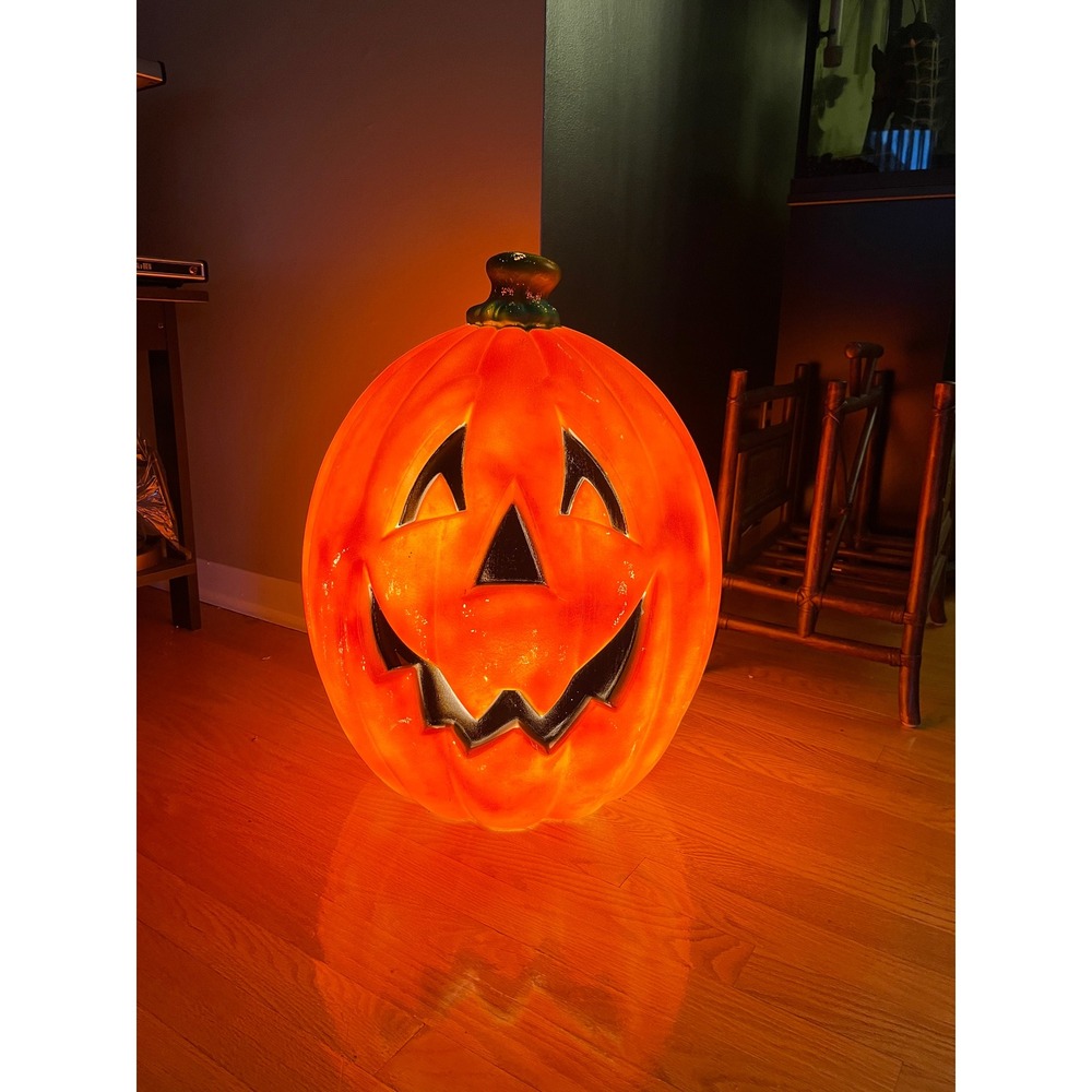 Vintage Halloween Jack O Lantern Blow Mold Large Light Up Pumpkin Decor 21 Inch
